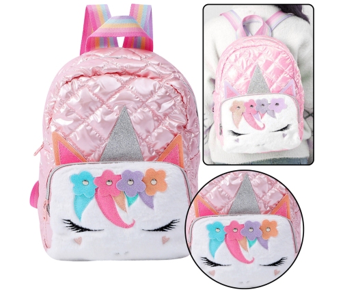 Children's Quilted School Backpack Unicorn Yellow 32cm