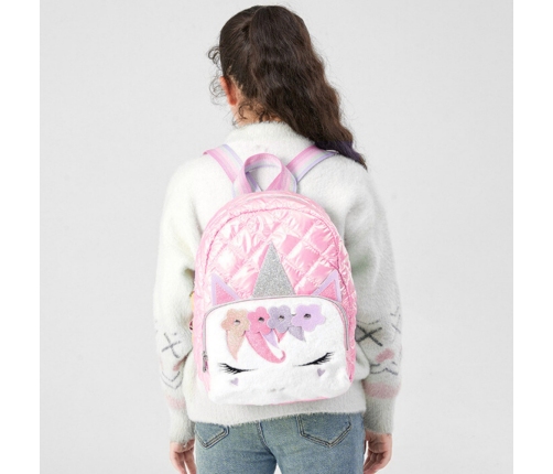 Children's Quilted School Backpack Unicorn Yellow 32cm