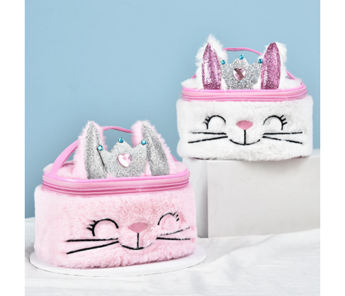 Plush Children's Cosmetic Bag Bunny Glitter Pink 20cm