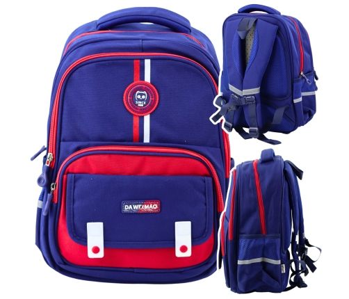 School Backpack Chest Strap Navy Blue Red 20L