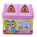 Piggy Bank Metal Owl House Padlock Keys Pink