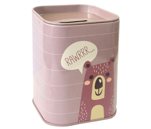 Piggy bank Fox Metal Learning to save Green 11x8cm