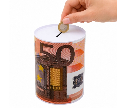 Metal Piggy Bank Tin 200 Euro Banknote 16.5 x 12cm
