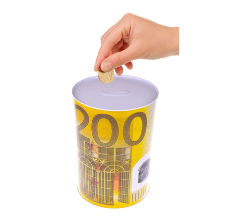 Metal Piggy Bank Tin 200 Euro Banknote 16.5 x 12cm