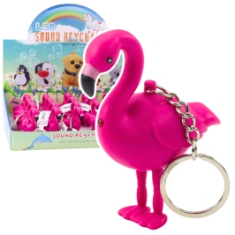 Flamingo Backpack Keychain LED Sounds Pink