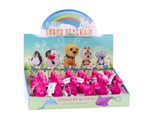 Flamingo Backpack Keychain LED Sounds Pink