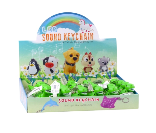 Dinosaur Backpack Keychain LED Flashlight Sounds Mix Color