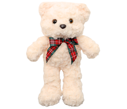 Plush Mascot Cuddly Toy Teddy Bear With Bow White 30cm