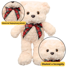 Plush Mascot Cuddly Toy Teddy Bear With Bow White 30cm