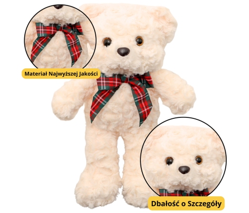 Plush Mascot Cuddly Toy Teddy Bear With Bow White 30cm