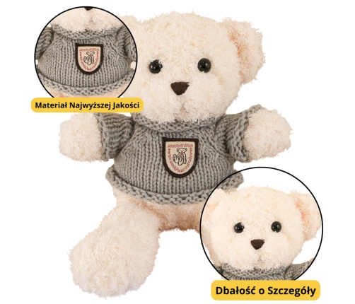 Plush Mascot Cuddly Toy Teddy Bear White Gray Sweater 26cm