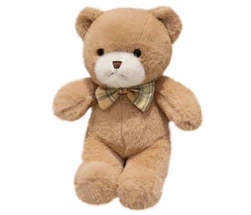Plush Mascot Cuddly Toy Teddy Bear With Bow Beige 25cm
