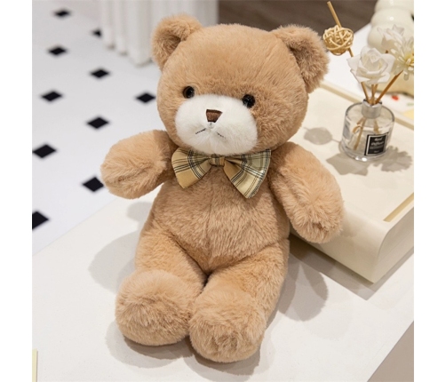 Plush Mascot Cuddly Toy Teddy Bear With Bow Beige 25cm