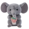 Plush Mascot Cuddly Toy Elephant With Strawberry Gray 23cm