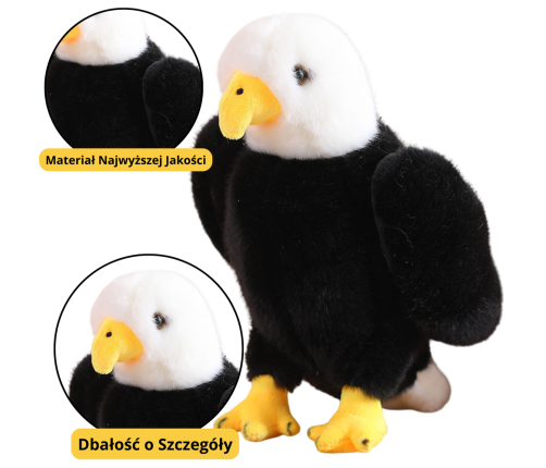 Plush Eagle Bird Plush Toy Mascot Cuddly Toy Black and White 25cm