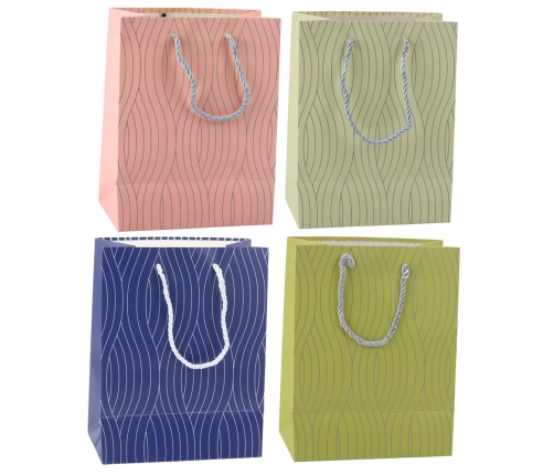Paper Gift Bag Silver Wavy Lines 23 x 18 x 10.5 cm