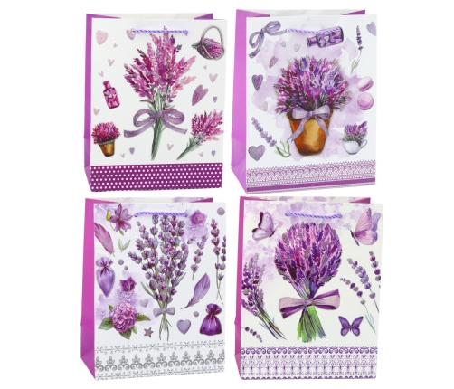 Lavender Paper Gift Bag Glitter Elements 23 x 18 x 10.5 cm