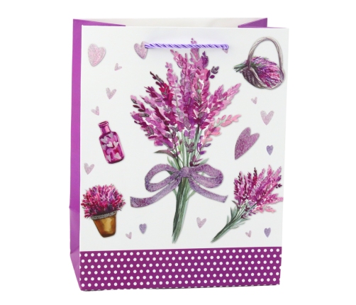 Lavender Paper Gift Bag Glitter Elements 23 x 18 x 10.5 cm