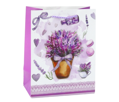 Lavender Paper Gift Bag Glitter Elements 23 x 18 x 10.5 cm