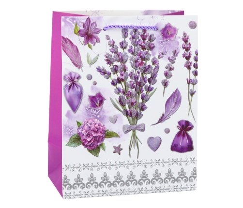 Lavender Paper Gift Bag Glitter Elements 23 x 18 x 10.5 cm
