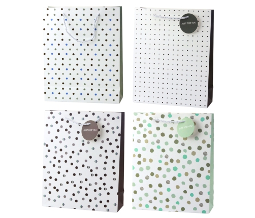 Classic Polka Dot Gift Bag with Just For You Pendant 32 x 26 x 10 cm