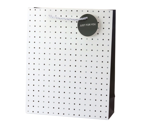 Classic Polka Dot Gift Bag with Just For You Pendant 32 x 26 x 10 cm