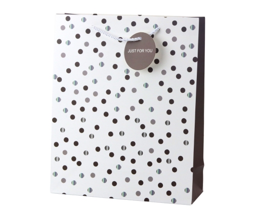 Classic Polka Dot Gift Bag with Just For You Pendant 32 x 26 x 10 cm