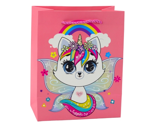 Paper Gift Bag Kittens Glitter Pink 23 x 18 x 10.5 cm