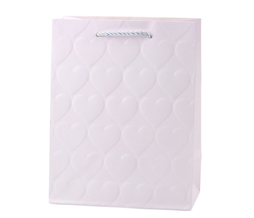 Elegant Gift Bag Embossed Hearts 23 x 18 x 10.5 cm