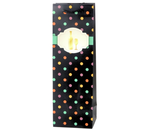 Wine Bottle Gift Bag with Polka Dots 35 x 12 x 9 cm