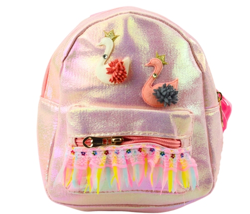 Children's Backpack Swans Lace Decorations Pink 22cm 2.8L