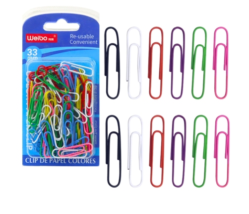 Set of Colorful Paper Clips 33mm 90pcs.