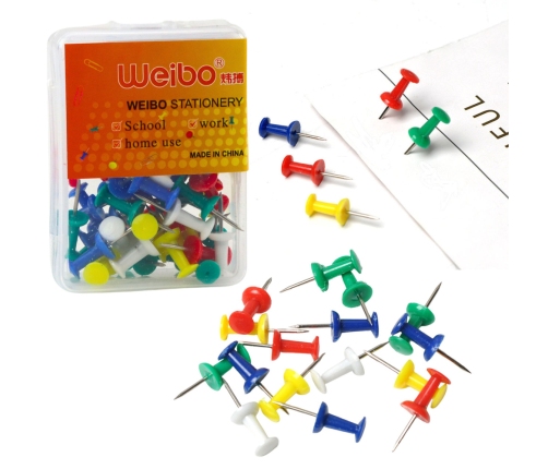 Set of colorful pins for cork boards, office and school, 40 pcs.