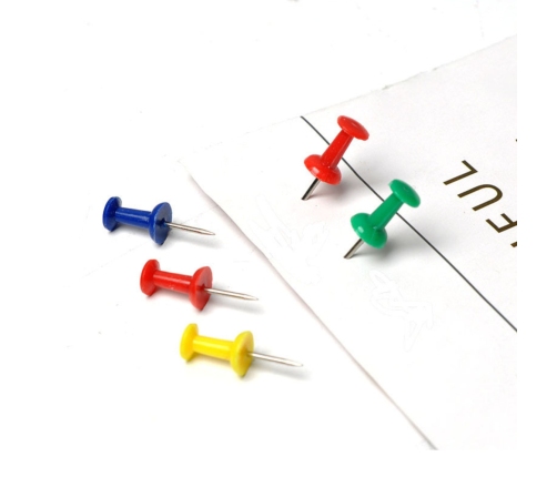 Set of colorful pins for cork boards, office and school, 40 pcs.