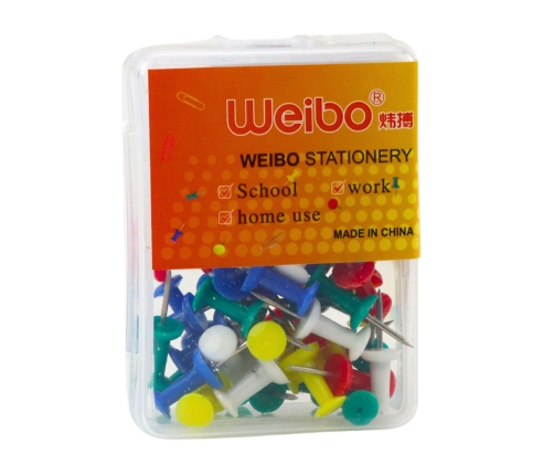 Set of colorful pins for cork boards, office and school, 40 pcs.