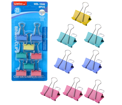 Satz mit 8 farbigen Büroklammern 25 mm