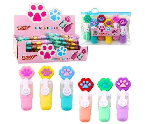 Set of Mini Highlighters with a Claw in a Colorful Case 6 pcs 8 cm