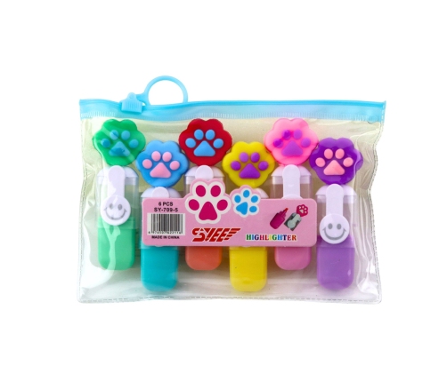 Set of Mini Highlighters with a Claw in a Colorful Case 6 pcs 8 cm