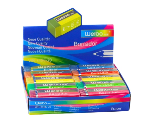 School Office Colored Eraser WB-3486-20 6cm Mix