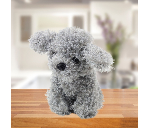 Plush Toy Miniature Poodle Dog, Gray, 20cm