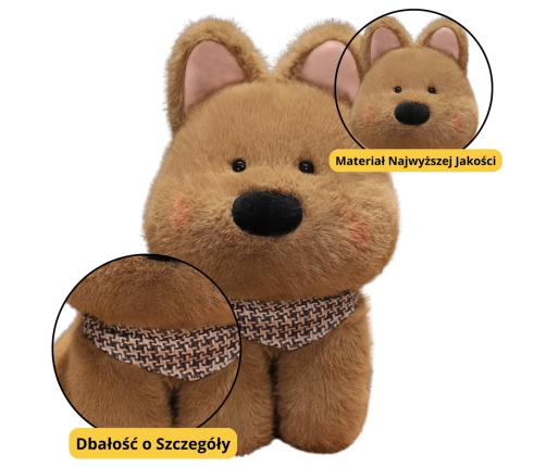 Plush Toy Cuddly Dog With Scarf Brown 25cm