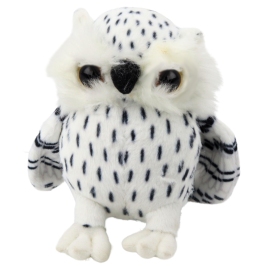 Plush Little Owl Mascot Cuddly Toy White Black Spots 15cm