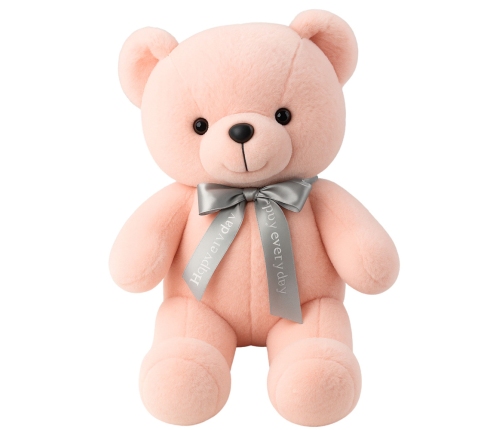 Plush Mascot Cuddly Toy Teddy Bear With Bow Happy Every Day Pink 55cm