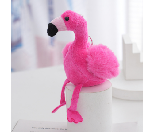 Flamingo Plush Keychain Fluffy Decoration Pink 12cm