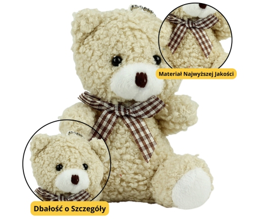 Teddy Bear Plush Keychain Pendant Decoration Beige 8cm