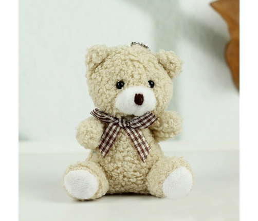 Teddy Bear Plush Keychain Pendant Decoration Beige 8cm