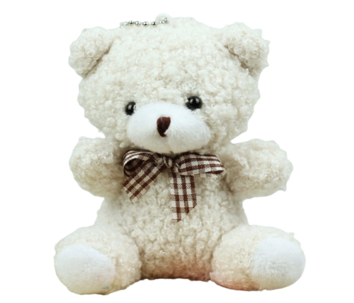 Teddy Bear Plush Keychain Pendant Decoration White 8cm