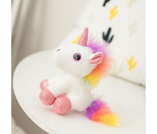 Plush Unicorn Keychain Metal Ring White 12cm