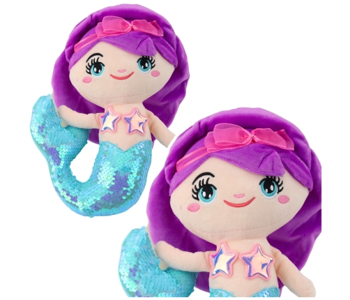 Plush Mermaid Cuddly Toy Tail Sequin Turquoise 28cm