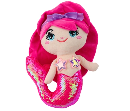 Plush Mermaid Cuddly Toy Tail Sequins Intense Pink 28cm